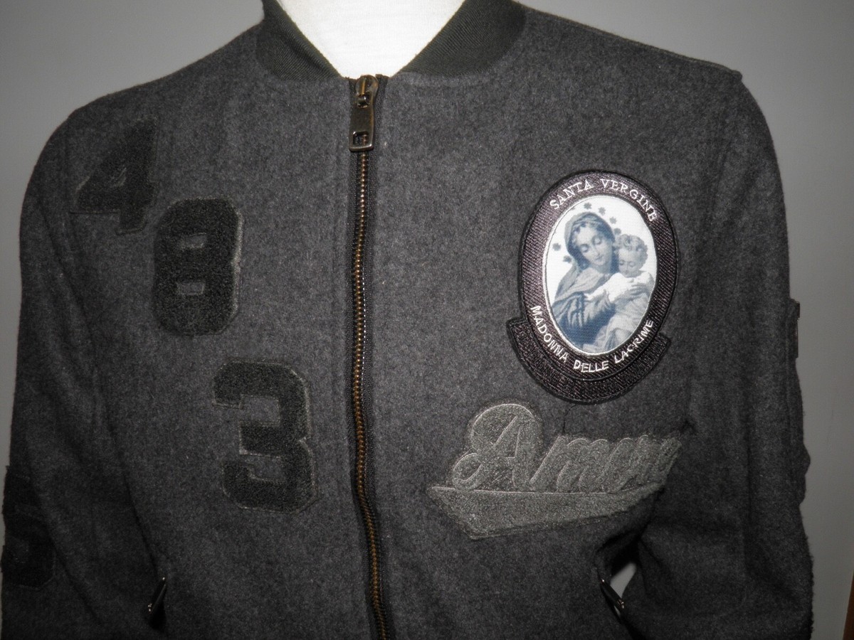 Dolce & Gabbana Jacket Men's Wool Blend Famiglia Patch Dolce & Gabbana Jacket Men's Wool Blend Famiglia Patch