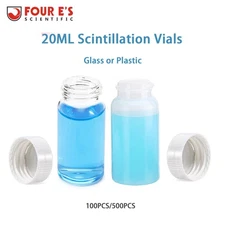 500pcs 20ml Scintillation Vials Glass Plastic Counting Vials Sample Vials w/ Cap