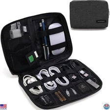 BAGSMART Compact Electronics Organizer Travel Case - Black for Cords & Cables