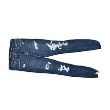 American Eagle Hi-Rise Jegging Jeans W Distressed Sz 4 Regular Blue Cotton Blend