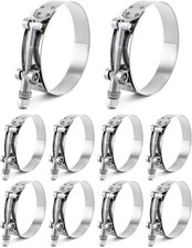 10 Pack 3 T-bolt Hose Clamps 304 Stainless For 3 Intake Intercooler Radiator