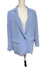 Ann Taylor Loft Size 10 Light Blue Blazer Button Office Jacket