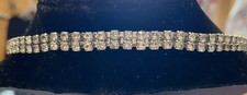 Vintage Headband Double Row Of Rhinestones, Flexible To fit