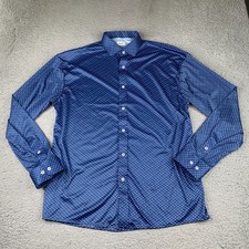 Collars  Co Dress Shirt Mens XL Blue Polka Dot Polyester Button Up Long Sleeve