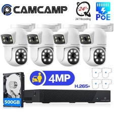 🔥CAMCAMP 4MP 8CH PTZ PoE Camera Dual Lens Home Security Camera System 500GB HDD