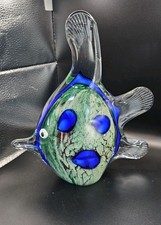 Art Blown Glass Angel Fish Large Murano Style 9" Statue Figurine Paperweight