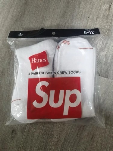 Supreme Hanes Crew-Socken - weiß, 4er-Pack, Größe 6-12