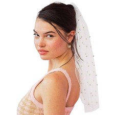 Bachelorette Party Pearl Bridal Veil Headband Decoration Bride To Be Gift