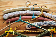 Lot of 8 Vintage CLOTHES HANGERS Satin Crochet Handmade Lovely Great Shape