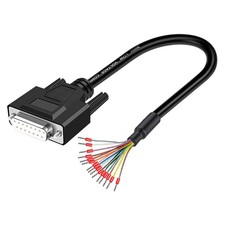 DB15 Female Solderless Breakout Connector 5ft 26AWG Cable RS232 Adapter