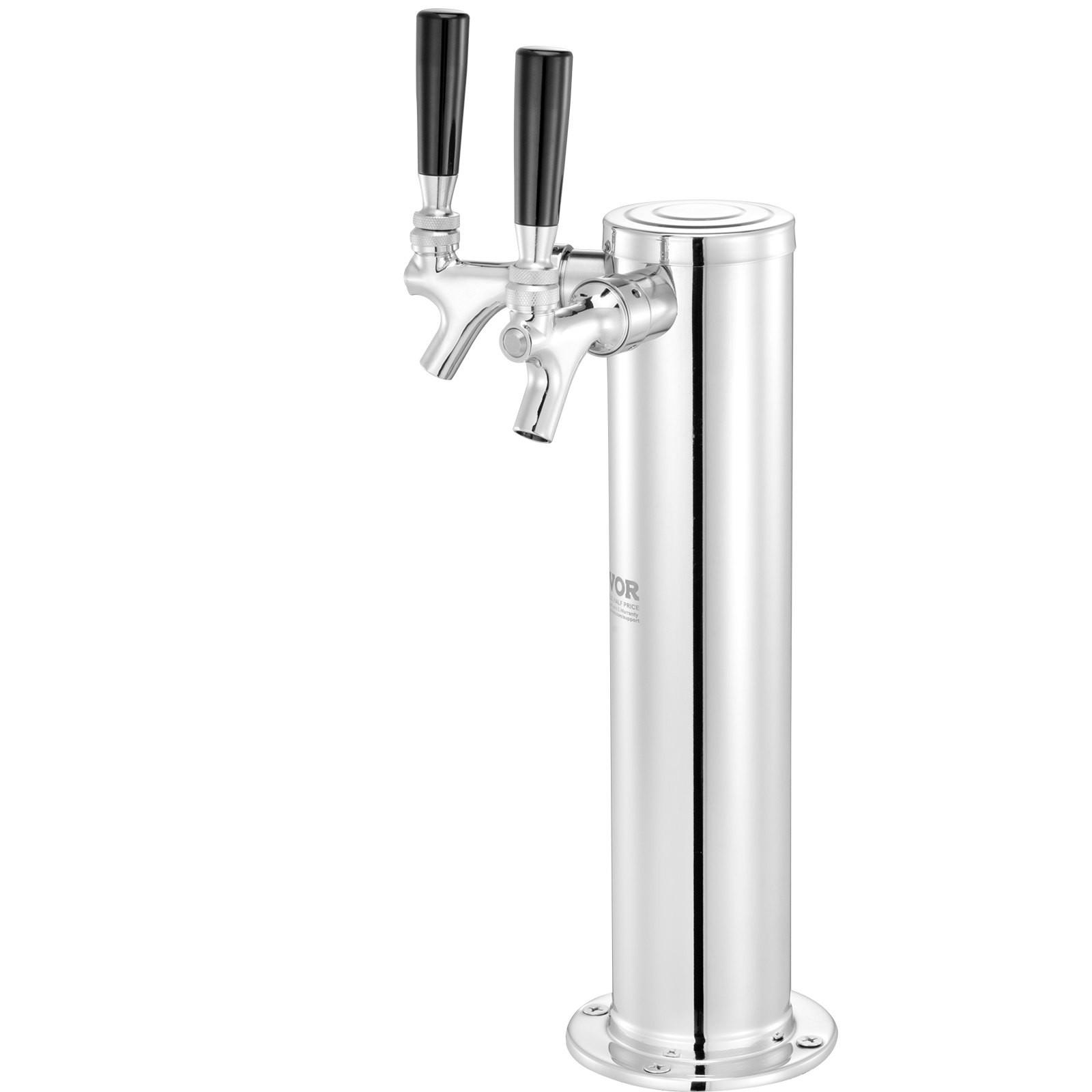 VEVOR Dual Taps Draft Beer Tower Dispenser, Stainless Steel Keg Beer Tower, Kege