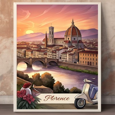 Breathtaking Florence Italy Travel Poster - Renaissance Art Print_moreDetail_4k_
