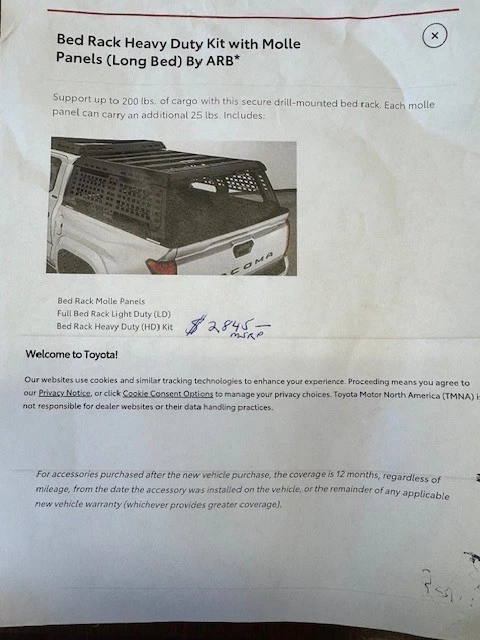 ESTANTE CAMA ARB con paneles Molle Tacoma cama de 6' Foto 4 de 4