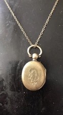 Victorian Antique Rolled Gold -pinchbeck, mourning hair-photo Locket Necklace