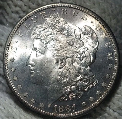 1881-s Morgan Silver Dollar Brilliant Uncirculated Cameo & Slight Mirrors Toned