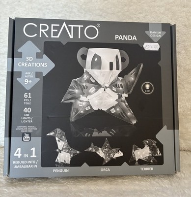 Creatto 3D Creations Panda LED Licht Modellbausatz 4-in-1 Tierbauset 61 - Neu 
