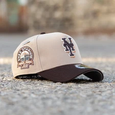 NEW YORK METS MLB CAMEL WOOD TWO ONE GRAY UV / ERA CAP 9FORTY A-FRAME