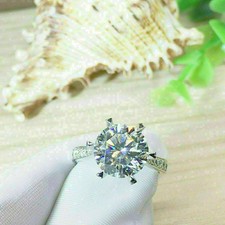 3CT Round-Cut Lab Created Solitaire Engagement Ring 14K White Gold Plated