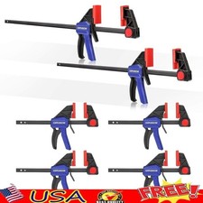 One-Handed Bar Clamps Set 6-Pack Quick Change F Clamp Woodworking Tool 150lbs US