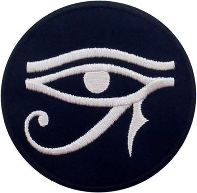 the Eye of Ra Sun God Patch Embroidered Applique Iron on Sew on Emblem, White &
