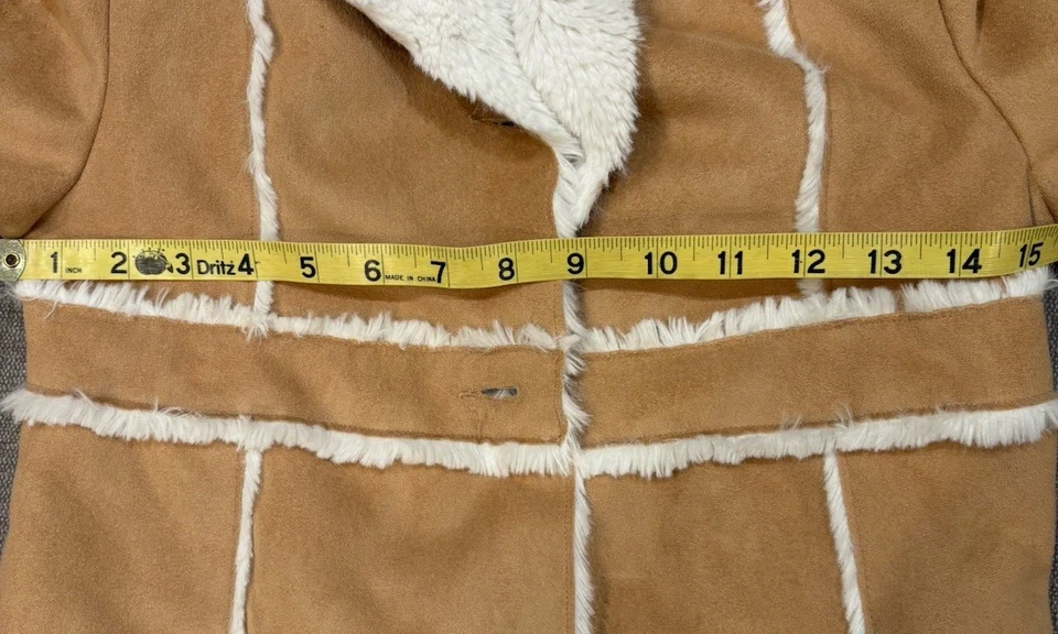 GYMBOREE Girls Soft Tan  Faux Fur Lined Trim Coat SZ M 7-8 - Image 4 of 4