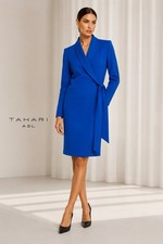 Tahari ASL NWT Blue Blazer Dress Side Tie Shawl Collar Size 16