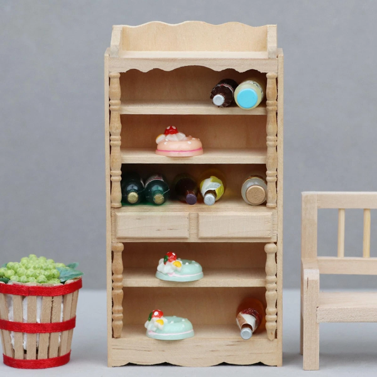 Abaodam Mini Comodino In Legno Per Casa Delle Bambole – Scala OB11, Con Cassetto Apribile, Colore Cachi, 6,3x4x4 Cm