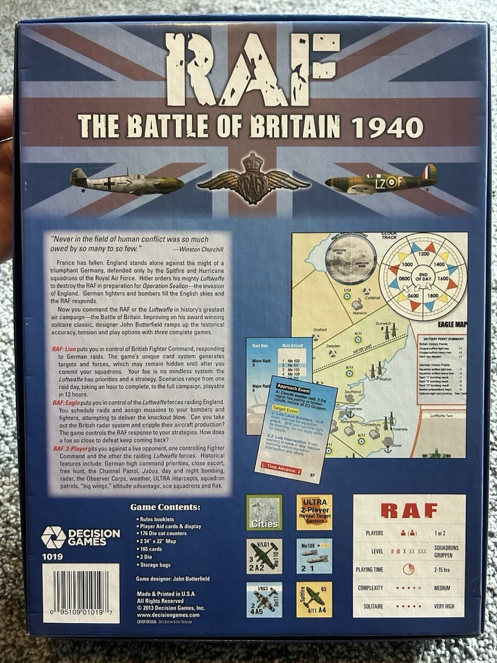 RAF: The Battle of Britain 1940 (Unpunched, Cards Sealed, Open) Decision Games - Image 2 of 4