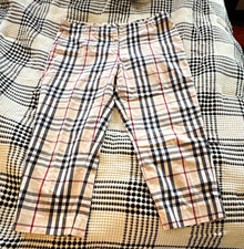 Burberry London Beige Plaid Nova Check Cropped Pants Cotton Twill Pockets 4