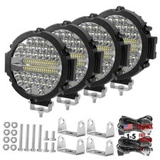 Round Led Off-road Lights - 7inch Led Tractor Work 4pc 201w Black2pc Wiring Round Led Off-road Lights - 7inch Led Tractor Work 4pc 201w Black2pc Wiring