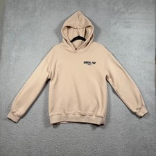 White Fox Vol 3 Hoodie Puffy Print Beige Fleece Pullover Sweatshirt Women's S/M