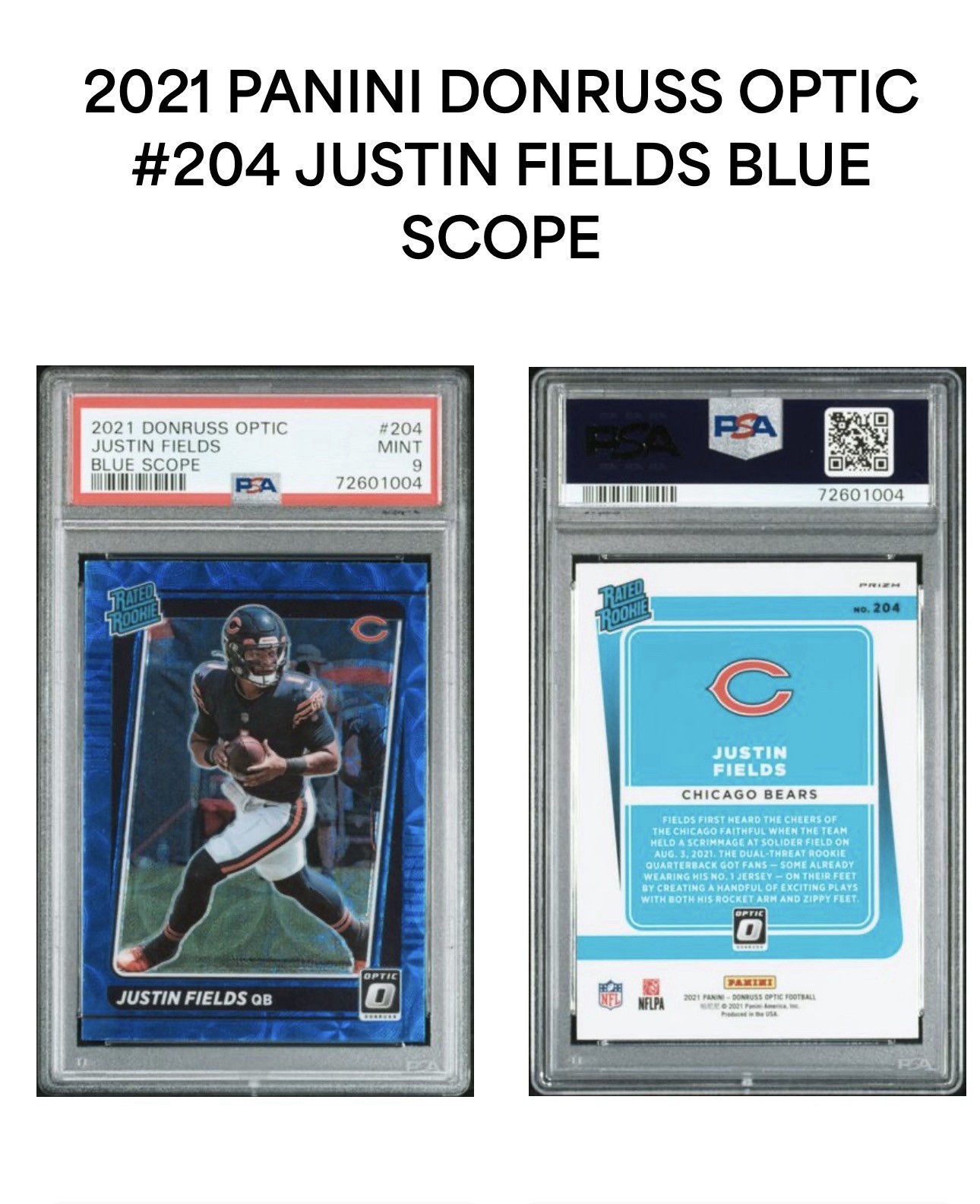 2021 Donruss Optic - Rated Rookie Justin Fields #204 Blue Scope Prizm (RC)
