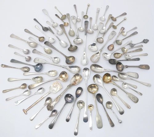 Mustard & Salt Spoons Silver Plated Mixed Condiment Tableware Selection Job Lot