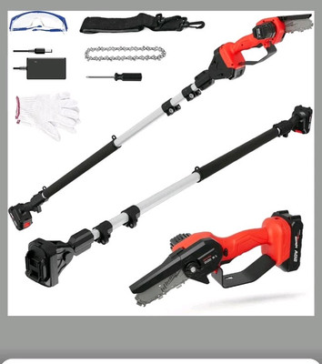 2-In-1 Cordless Pole Saw, Mini Chainsaw with Pole, 20V 2.0Ah Battery Powered 