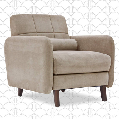 Beige Mid-Century Modern Natalie Arm Chair - 26'' Stylish Comfort