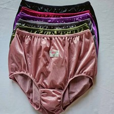 6 Granny Panties Plus Underwear Woman Soft Silky Nylon Briefs High Waist 40"-45"