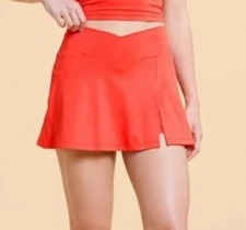 NEW Blogilates Women's Crisscross Slit Skort Athletic Spicy Orange Size 1X