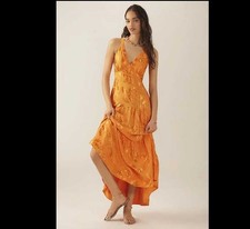 New XL Farm Rio x Anthropologie printed v-neck puff-sleeve maxi dress