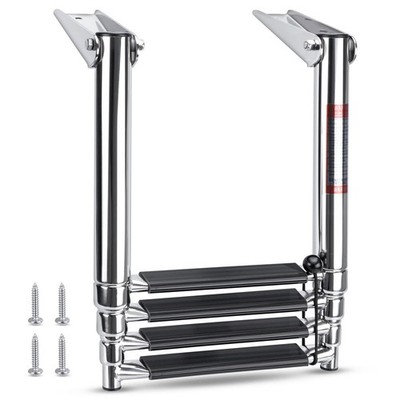Heavy Duty Boat Telescopic 4 Step Ladder Stainless Steel Swim Platform Telesc...