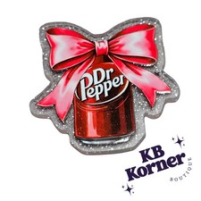 Acrylic Glitter Flatbacks- Dr. Pepper With Bow