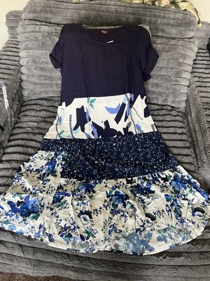 NWT AVANI DEL AMOUR 3X Plus Size Maxi Dress Long Flowy Blue Floral HBT812 3X