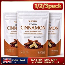 1/2/3Pack Resilia Ceylon Cinnamon With Berberine HCL 60 Capsules