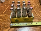 VINTAGE MINIATURE CANADA DRY GLASS BOTTLES IN A WOOD CRATE