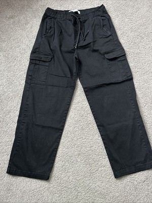 CLEAN! Bershka baggy cargos men s size medium skater streetwear black 30x30