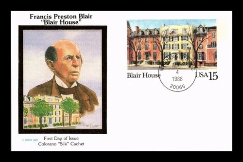 DR JIM STAMPS US FIRST DAY CARD FRANCIS PRESTON BLAIR HOUSE COLORANO SILK CACHET