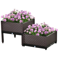 2 Piece Raised Garden Bed Planter Box for Vegetables Flowers Herbs Outdoor