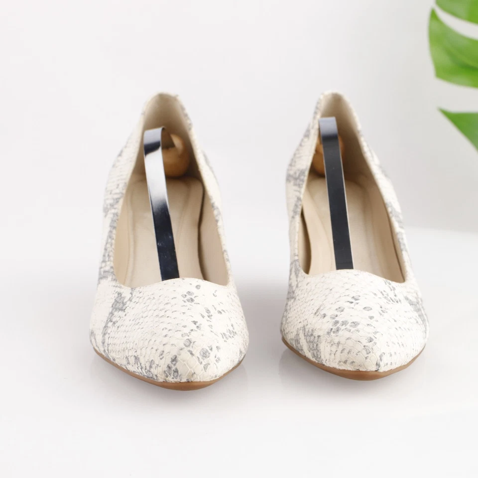 Zapato de vestir Cole Haan para mujer talla 9 blanco gris pitón tacón de cuña 60 mm Foto 2 de 4