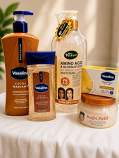 Vaseline Cocoa Radiant Cocoa Body Lotion Oil Scrub Set w/ Kojic Glycolic