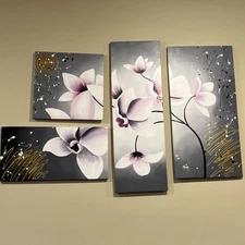 Original Hand Paint Oil Painting on Canvas Wall Art Home Decor Flowers 