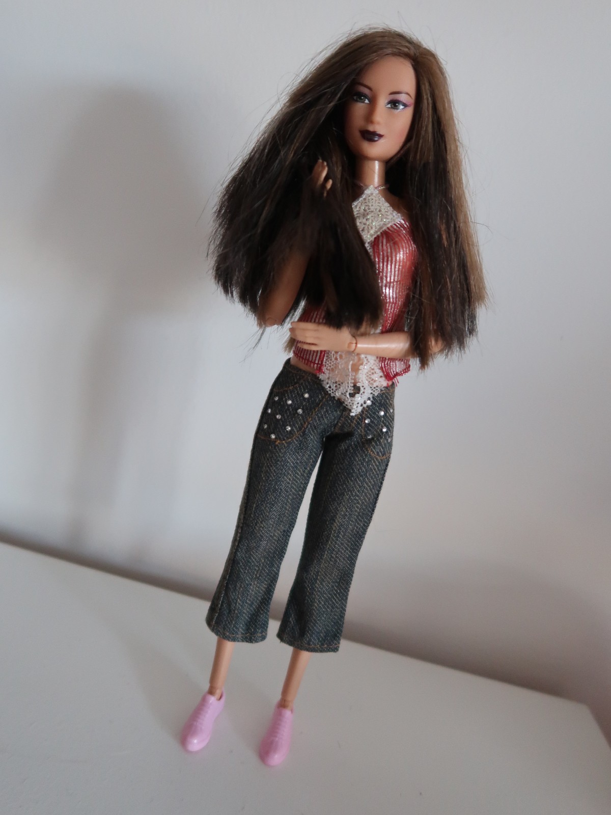 Barbie Fashion Fever OOAK Lea Doll BN Made to Move Body Jeans Top Puma Suede